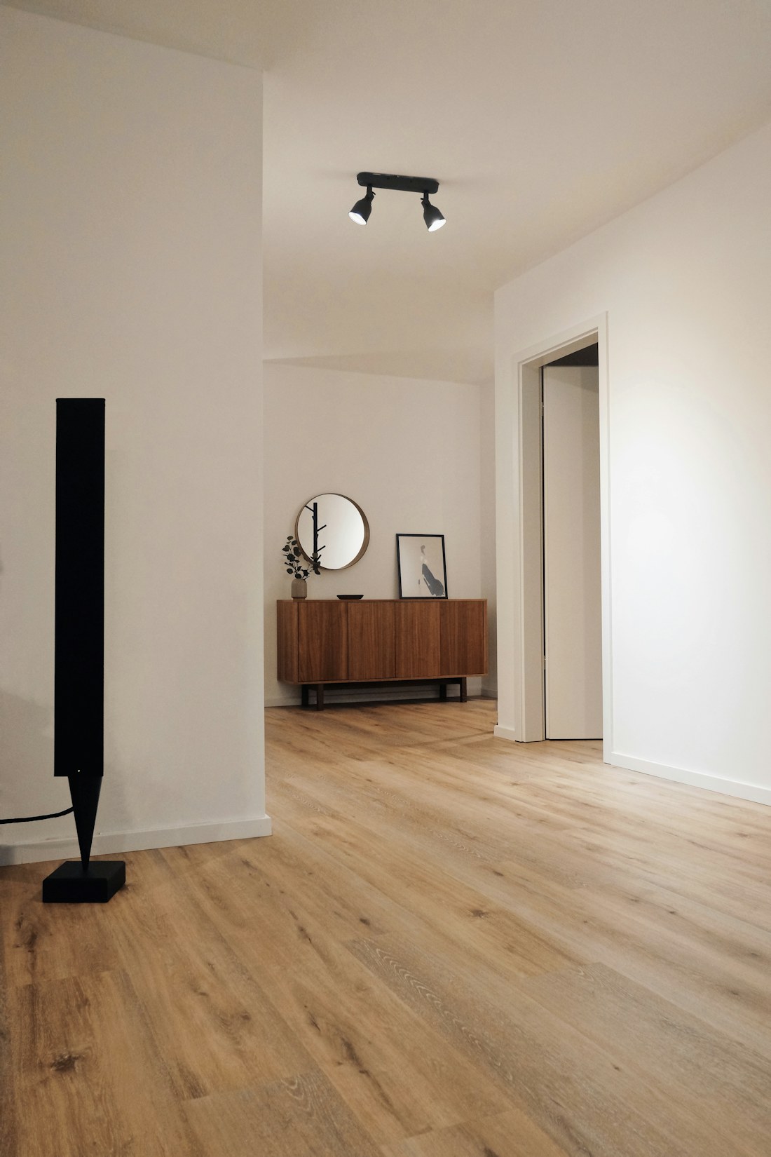 Refinished interior with crisp painted walls and timber flooring